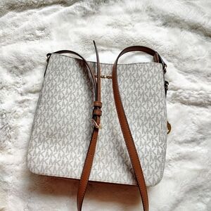 Michael Kors Cream and Tan Crossbody Bag